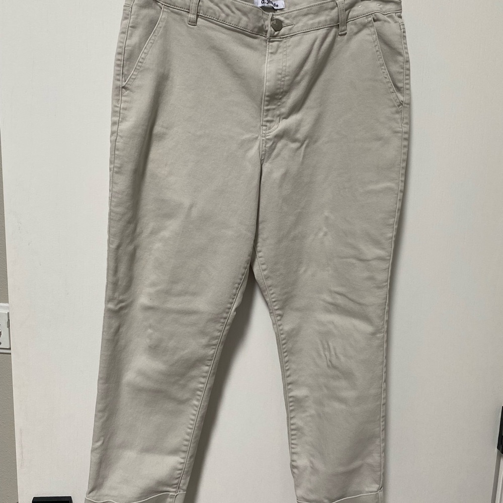 d. jeans Straight Leg Chino Pants in Beige, Sz 16